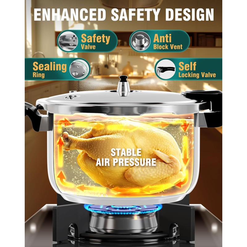 WantJoin Pressure Cooker, 6 Quart Stainless Steel Pressure Canner, Induction