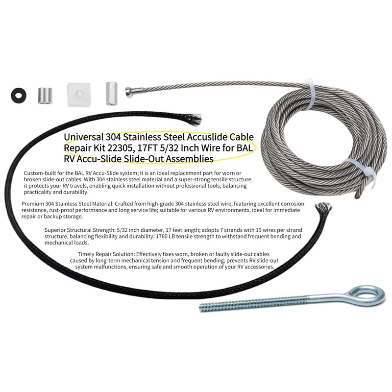 HCLLPS Universal 304 Stainless Steel Accuslide Cable Repair Kit 22305,