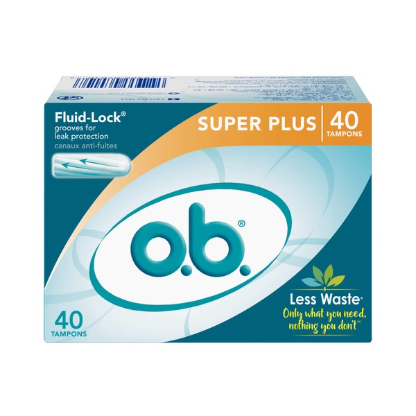o.b. Applicator Free Digital Tampons, Super Plus - 40 Count, saSAXDS