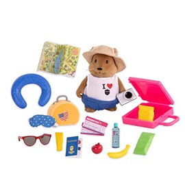 Li'l Woodzeez WZ6725Z Liâl Woodzeez 19pc Toy Set with Animal Character, Play Food, and Travel Accessories â Miniature Figurines and Playsets for Kids Age 3+, Multi-Color