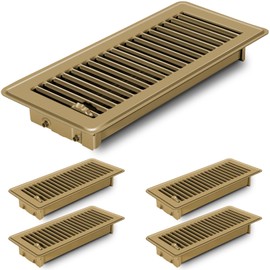 4 PCS Floor Register 4x12 Inch Heavy Duty Floor Vents, Metal Heat Air Vent Covers Rust Proof Finish 4 x 12'' Floor Vent Covers for Home Heater Floor Registers Grilles & Vents (4, Brown, 4x12 Inches)