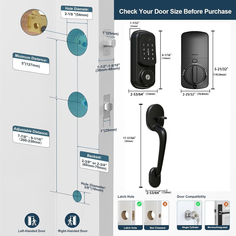 Keyless Entry Door Lock with Handle Set, Keyless Entry Deadbolt
