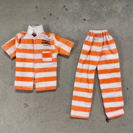 GPSLot PB-JK-PRS: 1/12 orange stripe Arkham Prison outfit for 6" medium to slim body