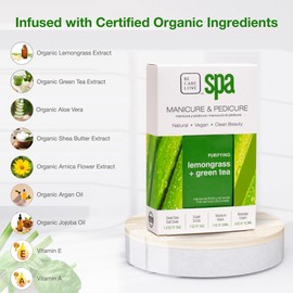 Lemongrass + Green Tea 4-in-1 Manicure & Pedicure Spa Set – Exfoliate, Hydrate & Refresh Skin | Dead Sea Salt Soak, Sugar Scrub, Moisture Mask & Massage Cream | Professional & Home Uses