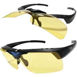 Adventure King SC60 (Y75) Night Sunglasses, Overglass, Flip-up, Polarized Sunglasses, Large, Night Fishing, Night, Driving, Night, Driving Sunglasses, Rainy Day, Tunnel, Easy to Read, Black (Large)