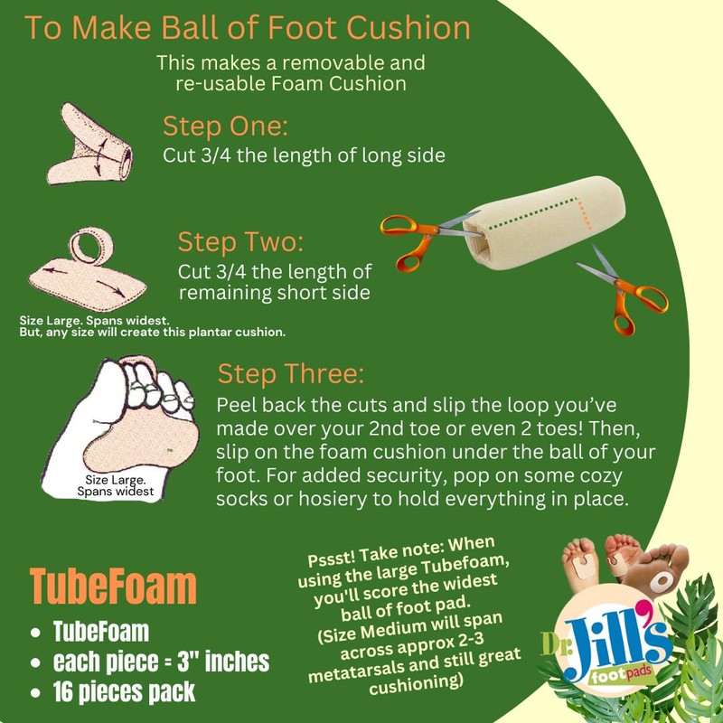 Dr. Jill's Foot Pads, Y1954, Tubefoam, 3 Inch Pieces, 16