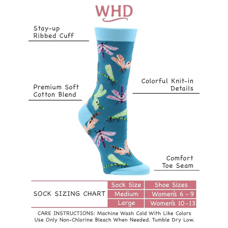 Dragonfly Socks for Women (Teal, Medium)