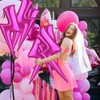 6 Pcs Lightning Balloons 45 Inch Pink Flash Mylar Foil
