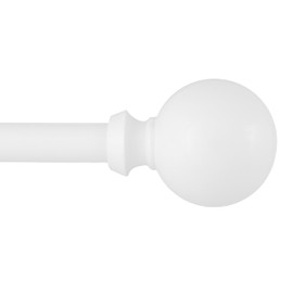 Kenney T71859 Newbury Ball End Standard Decorative Window Curtain Rod, 36-66" Adjustable Length, White Finish, 5/8" Diameter Steel Tube