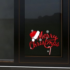 Vesvory Merry Christmas Winter Decals, Car Stickers, Holiday Wall Window Clings, Decorations Accessories (Hat Merry Christmas)