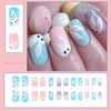 Square Easter Fake Nails Medium Press on Nails Gloss Acrylic