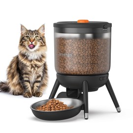 Invengo Automatic Cat Feeder with Timed Food Dispenser, One-Touch Feeding, Dual Power Supply, Anti-Bug Design, Visible 3L Hopper – Automatic Pet Feeder for Cats and Small Dogs