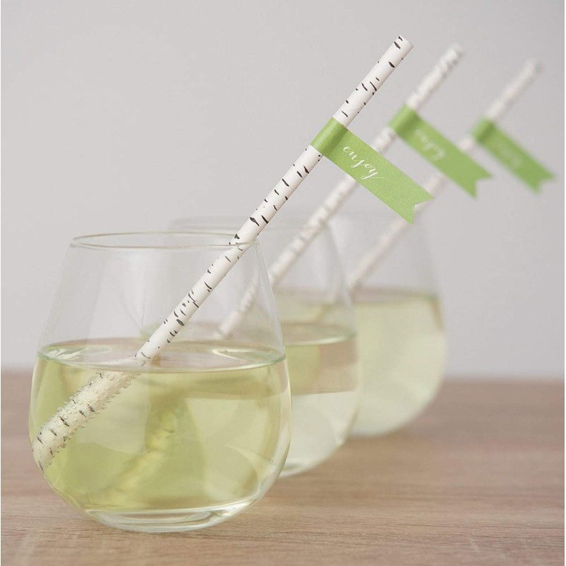 Birch Bark Love Print Paper Drinking Straw (Pack of 25)