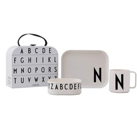 Design Letters Eat & Learn Tritan Suitcase | Children's Drinking Cup & Drinking Cup | Children's Plate, Children's Bowl | Tritan Tableware | Gifts for Back to School | N