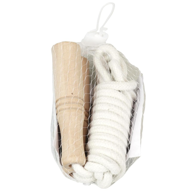Artec Wooden Handle Jump Rope, Uncolored, 2.2m, 001356, Handle: Wooden