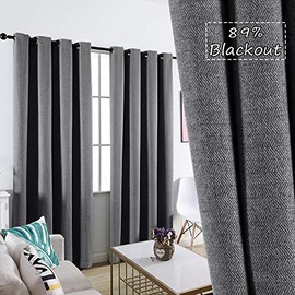 GRALI Cortinas Largas Grises Oscuro, 89% Blackout Cortina Térmica para Bloquear la Luz, Tela Suave con Buena Caída, 132 x 241 cm, 2 Piezas