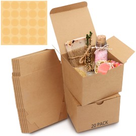 Belle Vous Cardboard Gift Boxes Brown (Pack of 20) – Boxes 12 x 12 x 9 cm Cardboard Boxes with Lid – Kraft Paper Gift Box to Assemble Yourself for Gifts, Wedding, Party, Christmas