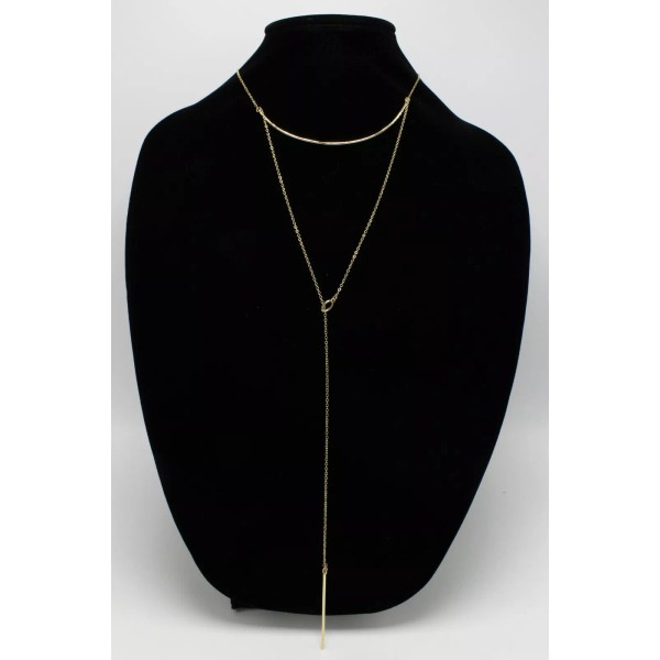 French Connection New French Connection Womens Layered Bar Lariat Necklace