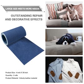 Azobur Velvet Repair Patch, Self-Adhesive Flannel Fabric Patch, Multi Colors, Microfiber Patch，Can be Used to Patch Sofas, Car Seats, Handbags, Jacket Holes and Tears (Blue)