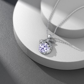 SLIACETE 925 Sterling Silver Dragon Necklace for Women Rose Quartz / Moonstone / Birthstone and Dragon Pendant Chain Silver Dragon Necklace Dragon Jewellery Gift for Dragon Lover, Sterling Silver,