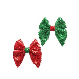 Baby Christmas Sequins Headband Bow Red Green Glitter Sequins Bow Christmas Hair Band Bow BHC03 (Hair Clips-B)