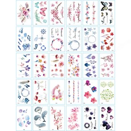 Yesallwas Rose Red Flower Letters Small 30 Pcs Set Cute Watercolor Design Tattoo Realistic Waterproof Long Lasting Tattoo Sticker Body Seal Men Women TATOO 5.7cm x 9.7cm (F)