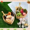 Qinyoung 2 Pcs Heart Wicker Picnic Basket with Handle Medium