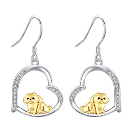 YAFEINI Shih Tzu Gift 925 Sterling Silver Shih Tzu Dangle and Drop Earrings Shih Tzu Dog Jewelry for Women Shih Tzu Lovers (Gold)