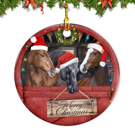 Christmas Ornaments 2024, Acrylic Horse Christmas Ornaments Pendant, Christmas Decorations Indoor Outdoor Hanging Ornaments Holiday Wedding Party Decor Xmas Gift for Kids