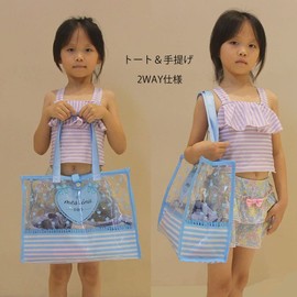 MESRINA Pool Bag, Girls, Elementary School Students, Beach Bag, Swimbag, Stylish, Floral Pattern, Ribbon, circle green