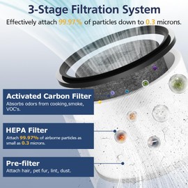 2-Pack HP01 HP02 HEPA Filter Compatible with Dyson Pure Hot Cool Link HP01 HP02 & Dyson Pure Cool Link desk fan DP01 DP02, Compare to Part # 968125-03, Pet Care Filter