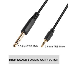 PNGKNYOCN 3.5mm to 6.35mm Stereo Audio Cable,1/8" Male TRS to 6.35mm 1/4" Male TRS Stereo Audio Cable for Guitar,Amplifier,Laptop(3.5mm TRS 1.5M)