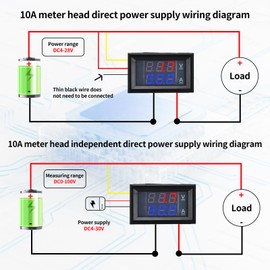 5 PCS Digital Voltmeter Ammeter,DC 100V 10A Blue Red Dual LED Display Current Voltage Meter with Connect Wires for Car Boat Motorcycle