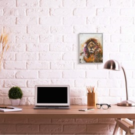 Stupell Industries Abstract Lion's Mane Over Distressed Tan Brown, Design Fabrikken Grey Framed Wall Art, 11 x 14