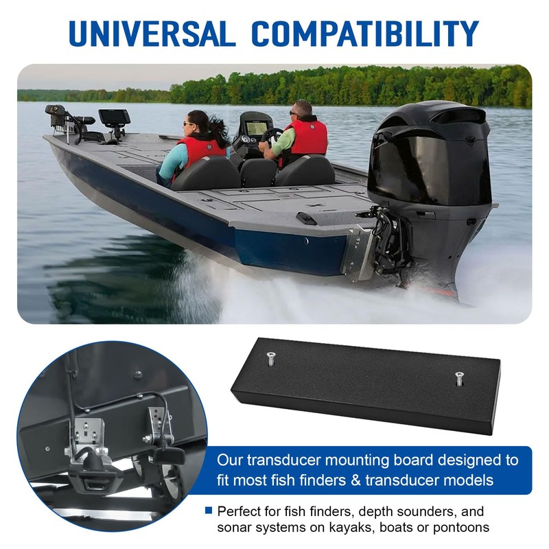 Transducer Mounting Board, Boat Transom Mounting Plate for Fish Finders