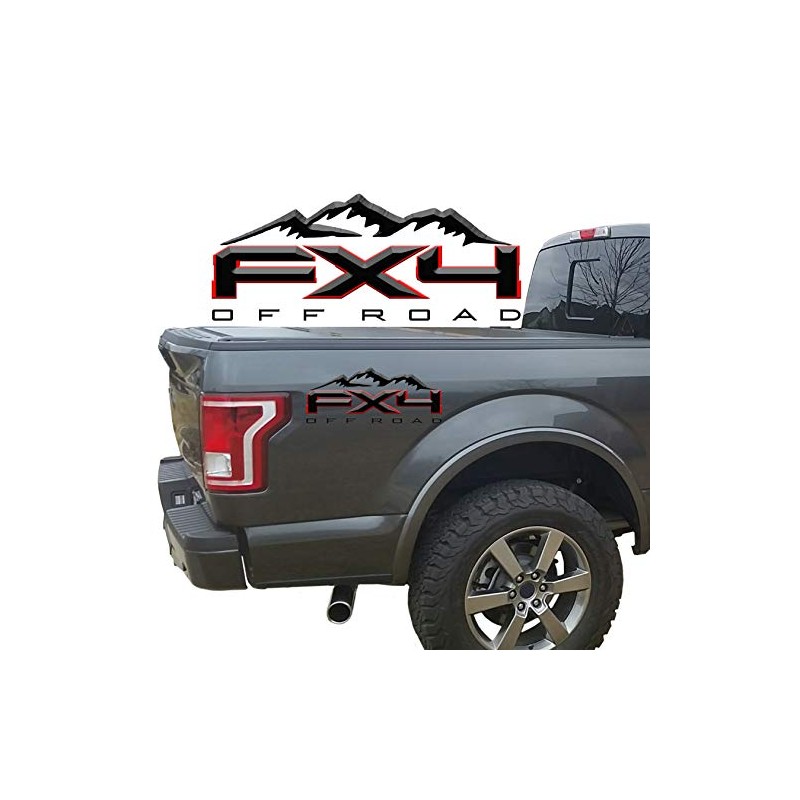 2 x Black & Red Matte 3D Off Road 4x4