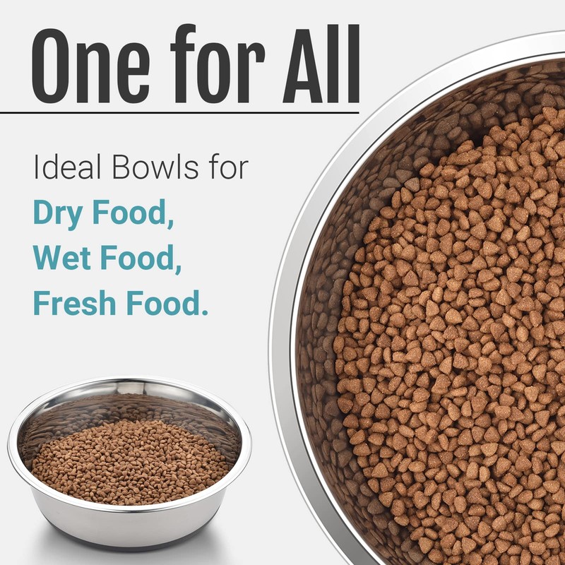 PEGYY11 Nonslip Stainless Steel Dog Bowls, 3.8 US Cup, 2