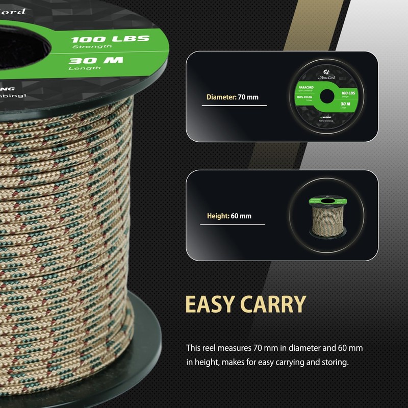 Abma Cord Lowland Forest Paracord 100 lbs 2 mm 100%