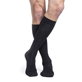 SIGVARIS Men’s Essential Cotton 230 Closed Toe Calf-High Socks 30-40mmHg - Black - Medium Short