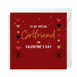 Second Ave Girlfriend Red Heart Square Valentine's Day Greetings Card