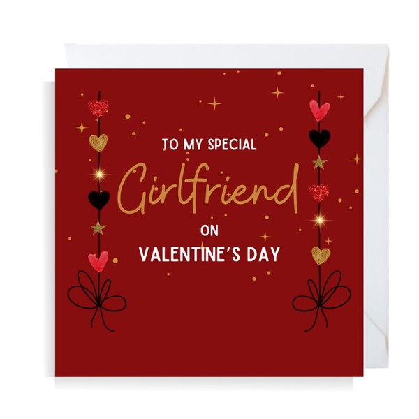 Second Ave Girlfriend Red Heart Square Valentine's Day Greetings Card