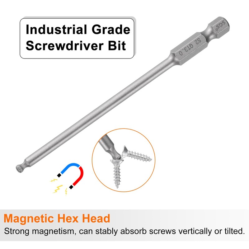 sourcing map Ball End Hex Screwdriver Bit 3mm (H3.0) Tip