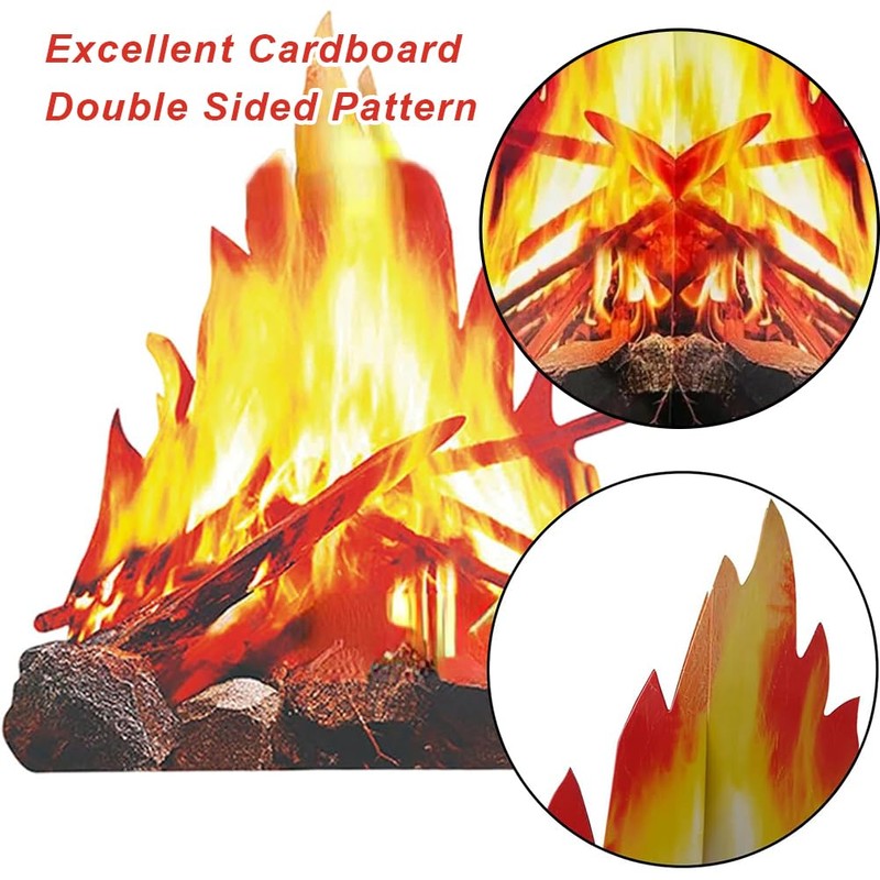 Artificial Fire Fake Flame Paper, 3D Decorative Cardboard Campfire Centrepiece,