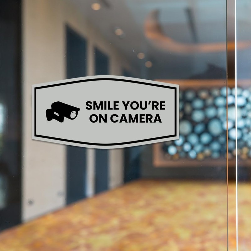 Fancy Smile You're On Camera Sign (White) - Large (2
