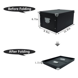 Guozi Collapsible File Storage Box, Home Decorative Cardboard Storage Bin with Lids and Strong Handles, Office Letter Legal Organizer (Black)