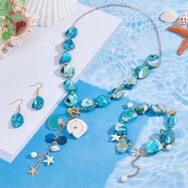 PH PandaHall Shell Jewellery Set with Necklaces and Earrings, Shell, No Gemstone