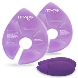 NEWGO Breast Therapy Gel Pads for Nursing – 2 Reusable Large Hot & Cold Gel Ice Packs for Nursing, Postpartum, with 2 Soft Washable Covers – for Mastitis, Engorgement, Clogged Ducts, Bra-Friendly
