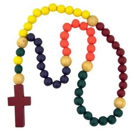 Large Multi Color Wood Prayer Bead 21" Kiddie Rosary Religious Nursery Wall Decor