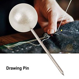 Akozon Pin 200pcs Bola Redonda Alfiler de plástico Alfiler Chincheta Herramienta Decorativa de Bricolaje(Blanco)