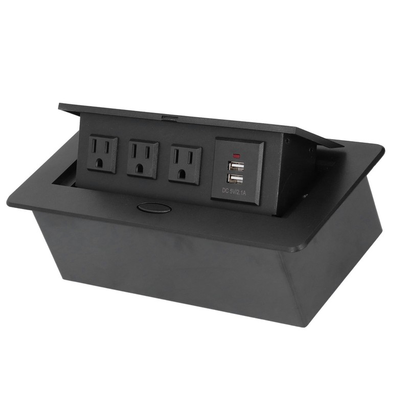 Power Socket Slow Opening Waterproof Modern Recessed Power Strip Desk